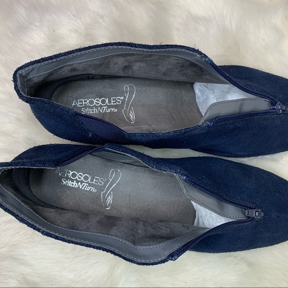 Aerosoles StitchNTurn Blue Suede Booties sz 10M - Picture 9 of 14